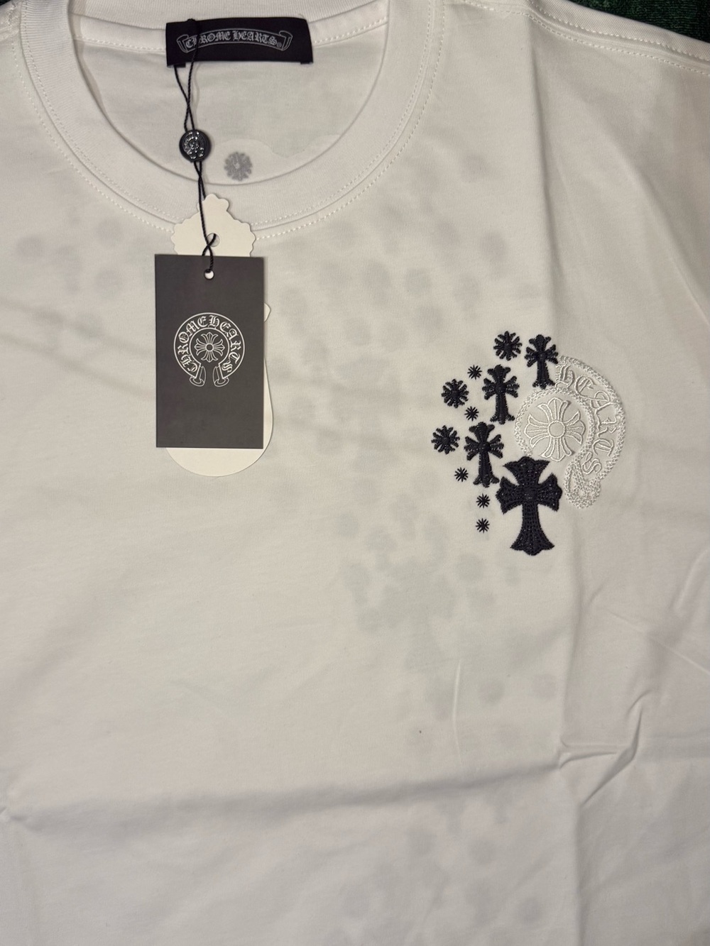 Chrome Hearts White & Black Cross Tee